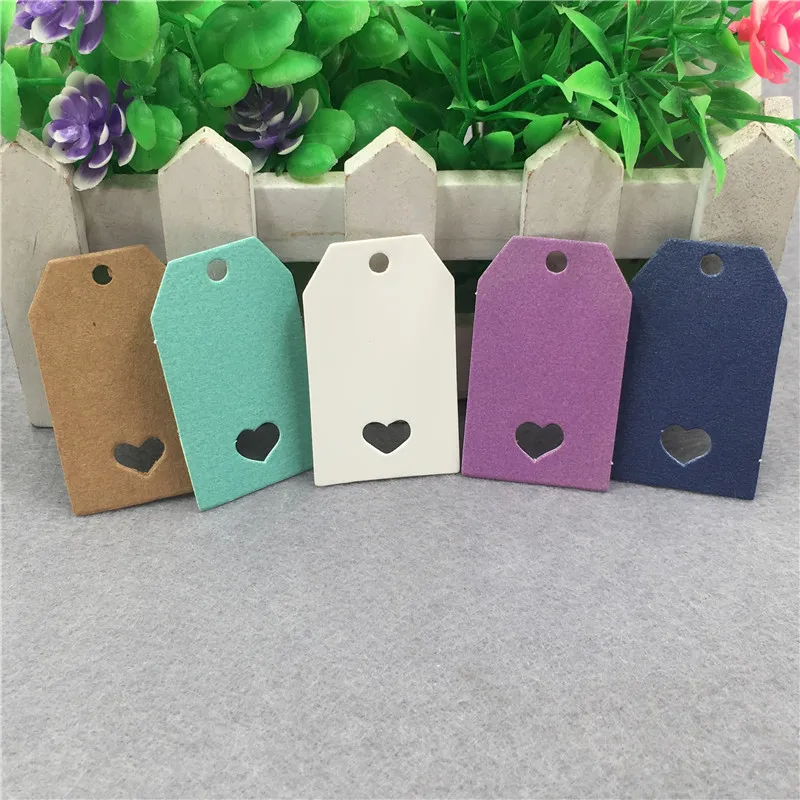 

50Pcs Jewelry Gift Box Blank Price Hang Tags Kraft Paper Colorful DIY Box Bag Packing Labels Note Hang Tags With Small Heart