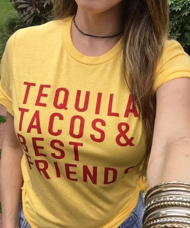 Женская футболка с текилой тако и лучшими друзьями хлопковая Повседневная