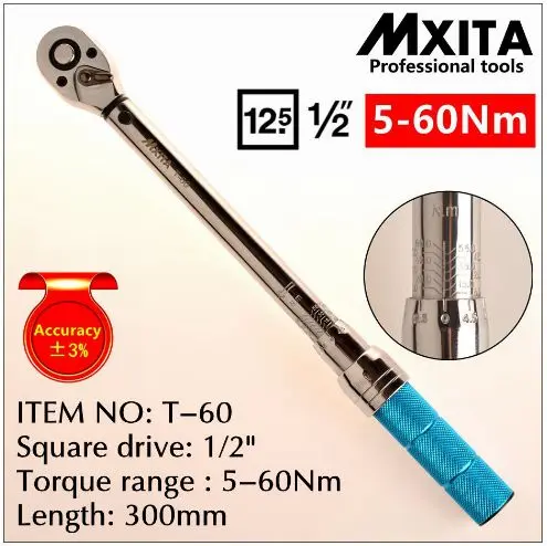 MXITA 1/" 5-60N ключ с регулируемым крутящим моментом гаечный ключ для автомобиля ручной инструмент набор инструментов