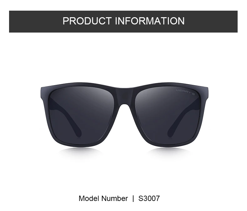 MERRY'S Men Polarized Sunglasses Male Driving Shades Classic Sun Glasses For Men Spuare Mirror Summer UV400 Oculos S3007