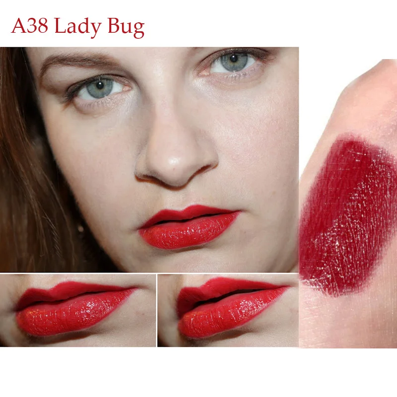 A38 LADY BUG MYG матовая губная помада телесного цвета, финишная Увлажняющая губная помада, русская красная леди жук, Rubby Woo Sin Diva - Цвет: A38 LADY BUG