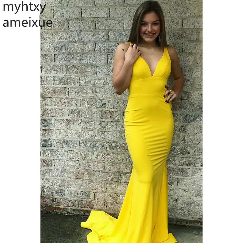 Женское вечернее платье-Русалка с V-образным вырезом без рукавов | Свадьбы и