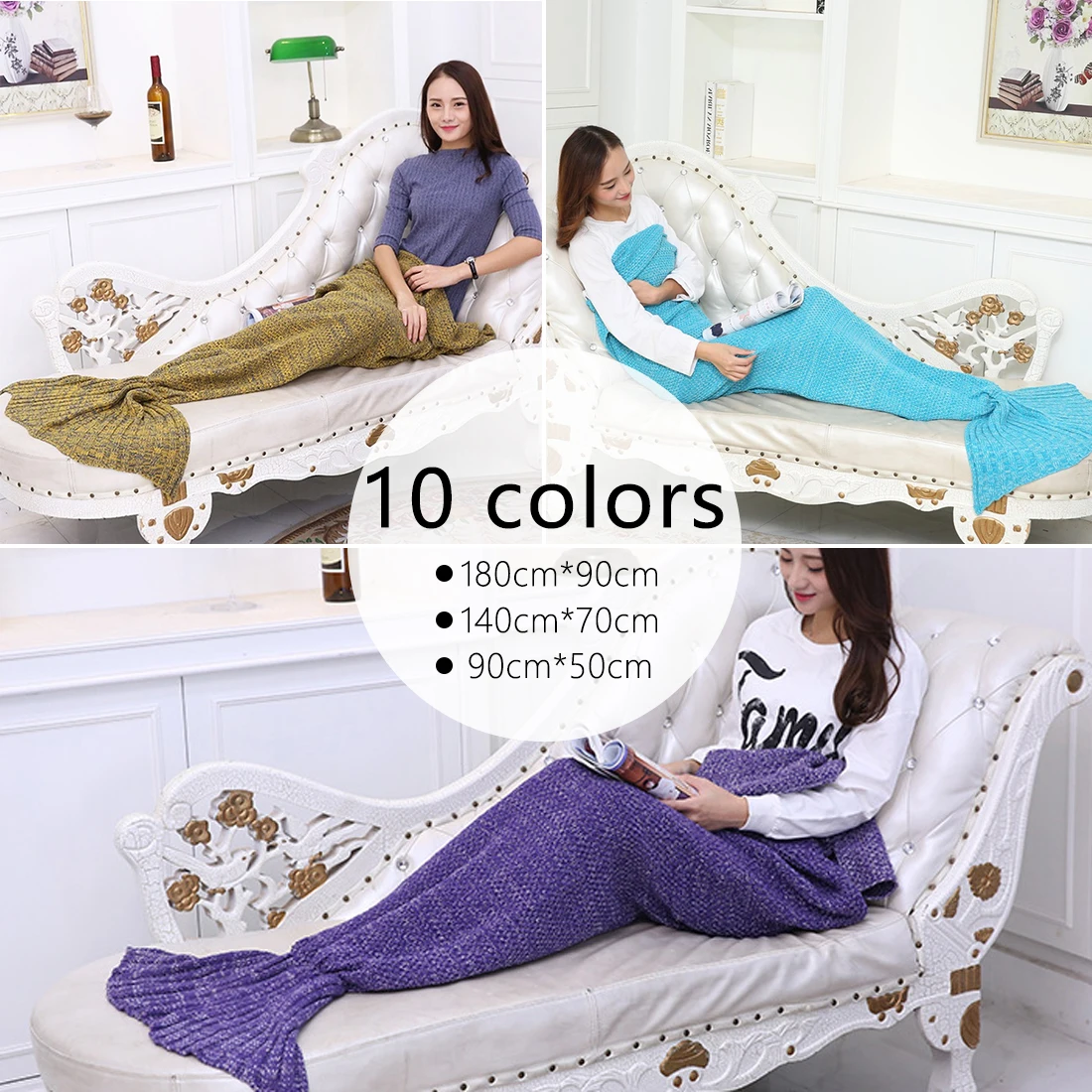 Вязаное одеяло русалки для сна s образное покрывало с хвостом супермягкое
