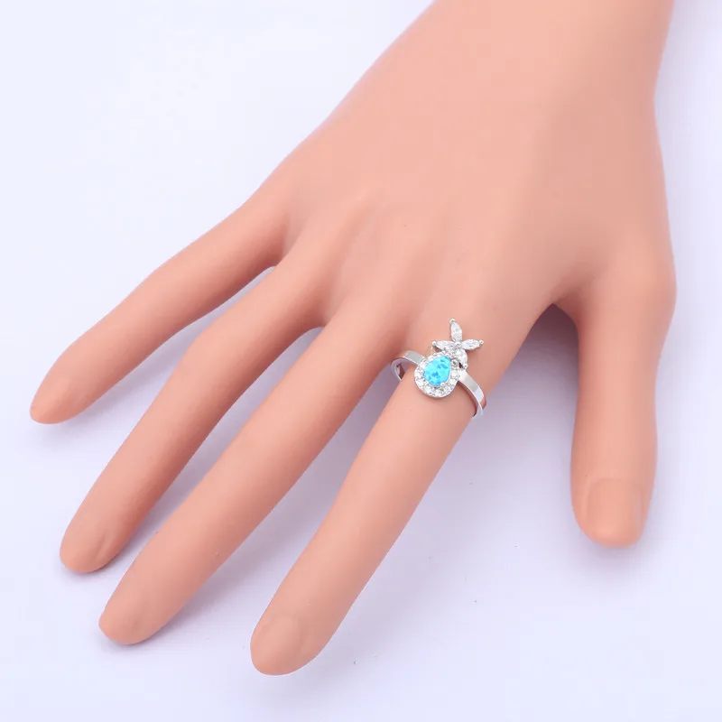 Прекрасный стиль дизайн синий огненный опал серебряный цвет циркония кольца