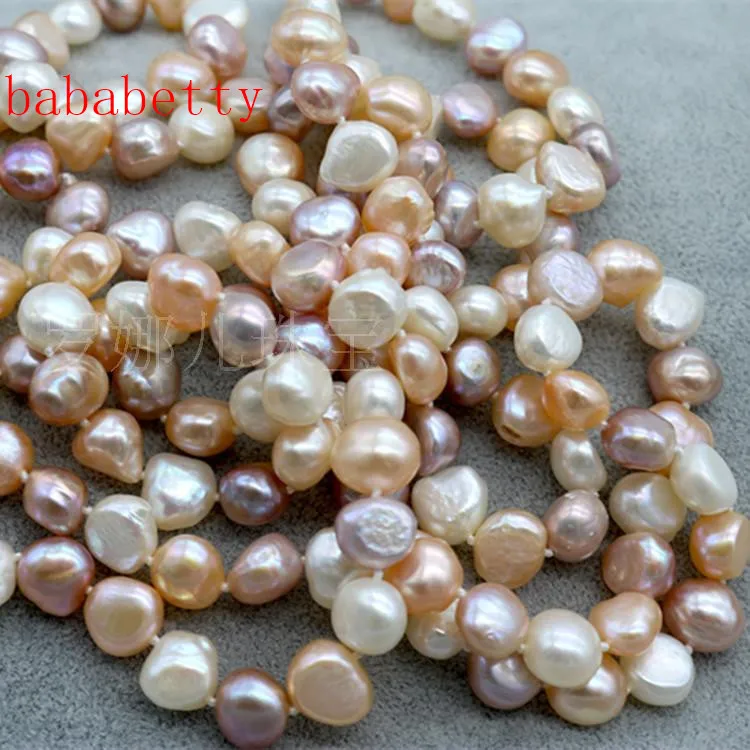 Natural Baroque Freshwater 8-9MM Pearl Sweater Chain Multilayer 160cm Long Necklace Mixed Color |
