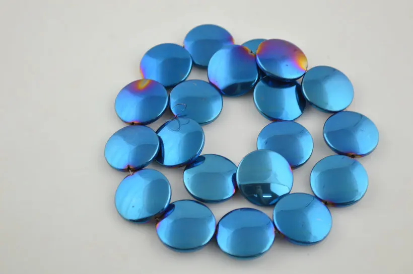 

5pcs Coin Beads With Navy Blue Color Plating Hematite Beads Super High Quality Jewelry Making Materials