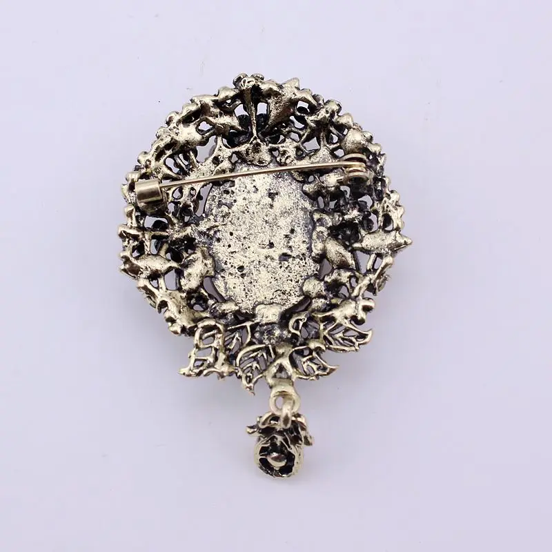 TANGTANG большая брошь подвеска Розовый акриловый овальный камень Античный Золотой