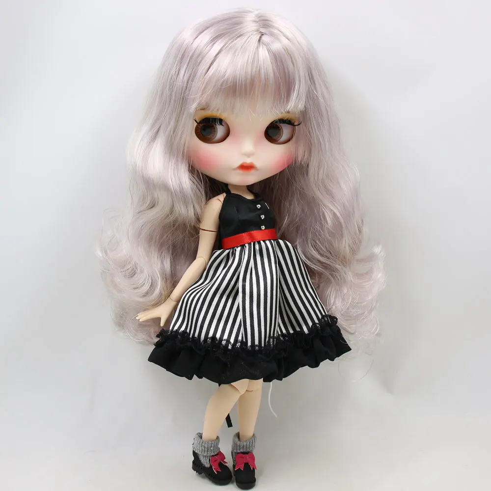 Кукла ICY DBS Blyth для No.BL1049/288 фиолетовые Смешанные серебряные волосы резные губы