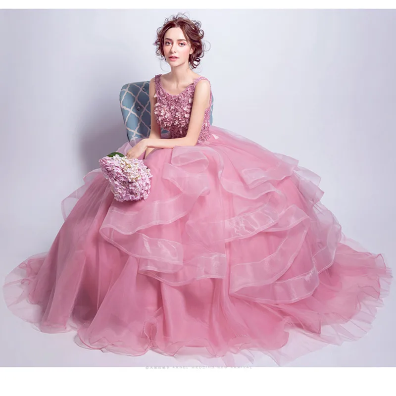 Настоящая фотография Vestidos De 15 овальным вырезом бальное платье Пышное Платье на - Фото №1