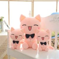 sbb lovely pink plush toys doll bow tie big face cat cushion whole cotton filling the gift for birthday festival smiling face