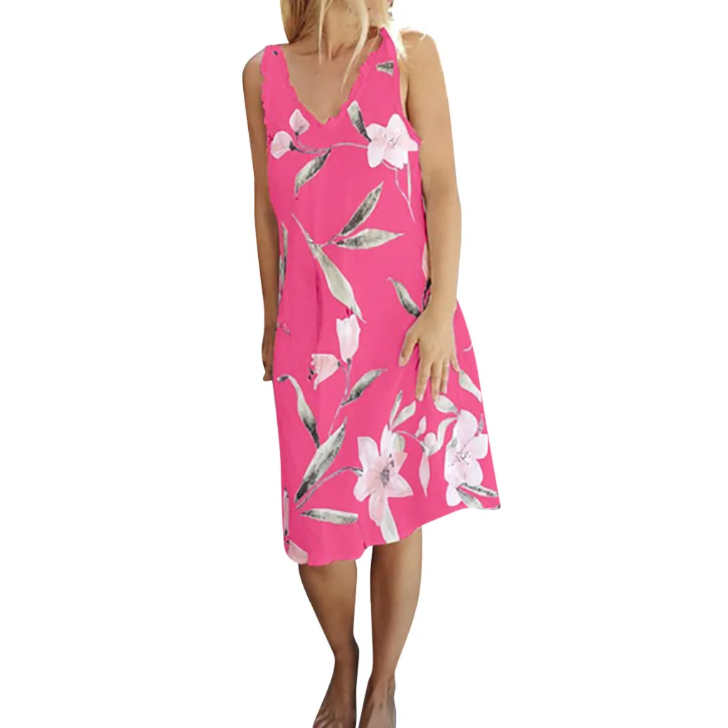 Для женщин Мода Летняя новинка платье Цветочный принт Regular Brief Sexy V образным