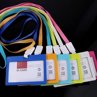 10 pcs card id holders with lanyard business badge company office school supplies horizontal style with lanyard stationery