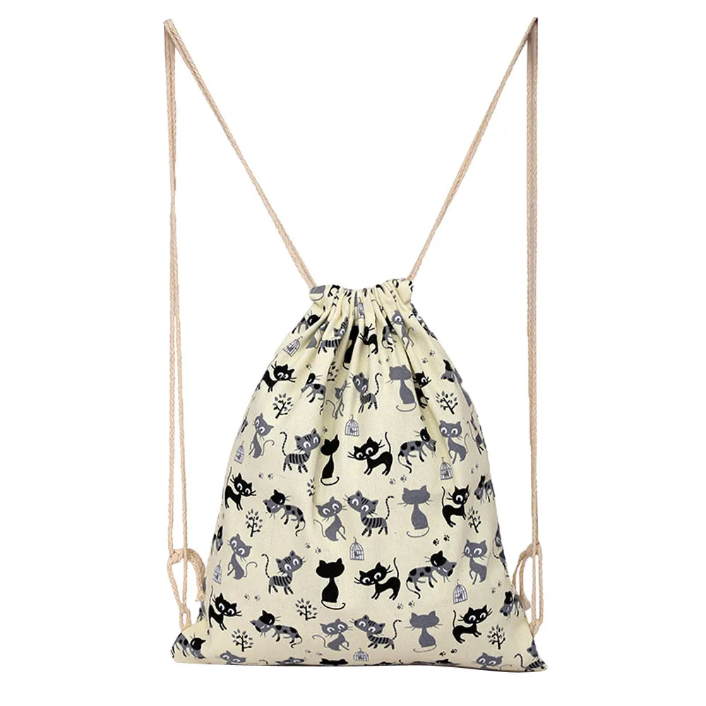 Drawstring Рюкзак Унисекс Модный хлопковый материал для отдыха спортивный рюкзак