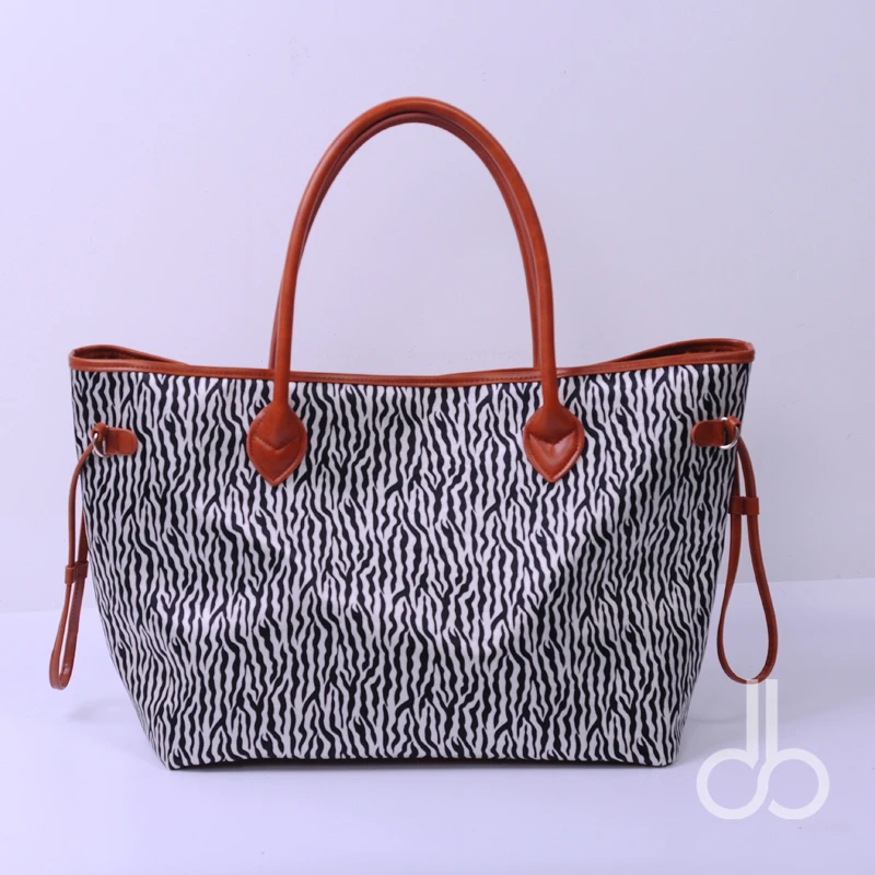 Новая Холщовая Сумка тоут с рисунком зебры черного цвета большая сумка