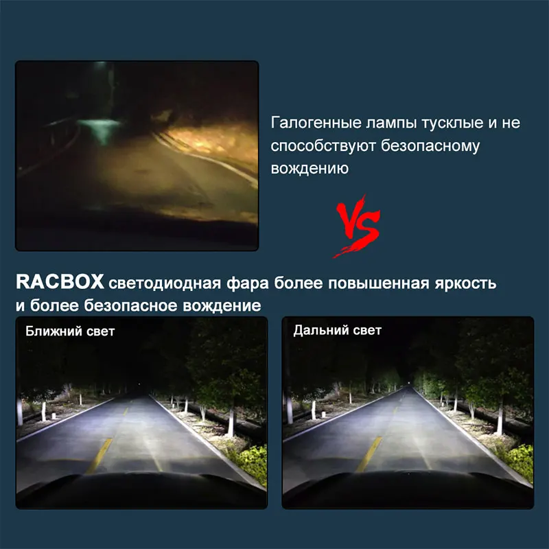 Racbox 2X светодиодных автомобильных фар 72 Вт H1 H11 H3 H7 H8 H4 H27 880 881 9005 HB3 9006 HB4 мини-лампочки 3000K 6000K 10000K мини светодиодные лампы 12V 24V