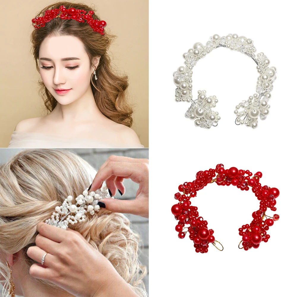 Заколки для волос ручной работы с кристаллами и жемчугом Романтические