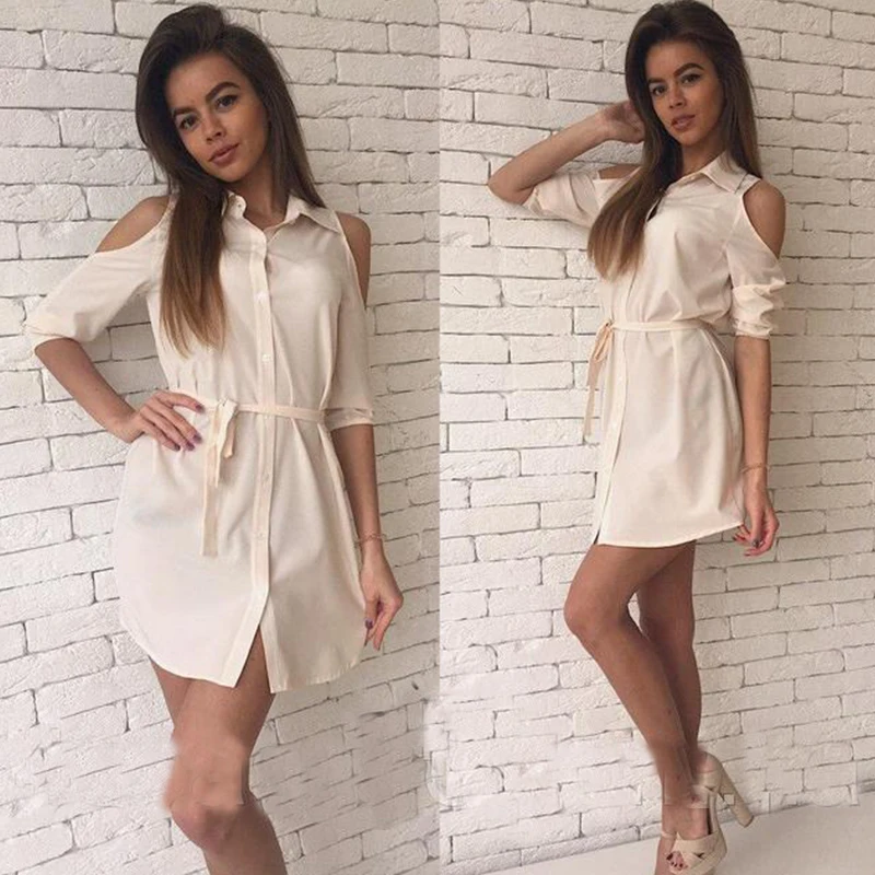 С открытыми плечами пикантные летние платье Для женщин Винтаж Половина рукавом