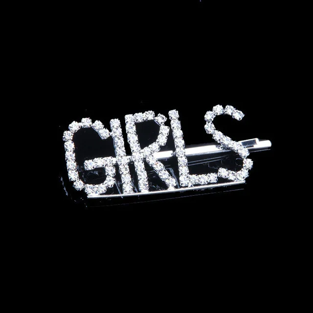 GIRLS StoneFans новейшие Стразы буквы заколка для волос Уникальный знак босс заколка для женщин Кристалл заколка для волос письмо аксессуар украшения для волос - Окраска металла: GIRLS