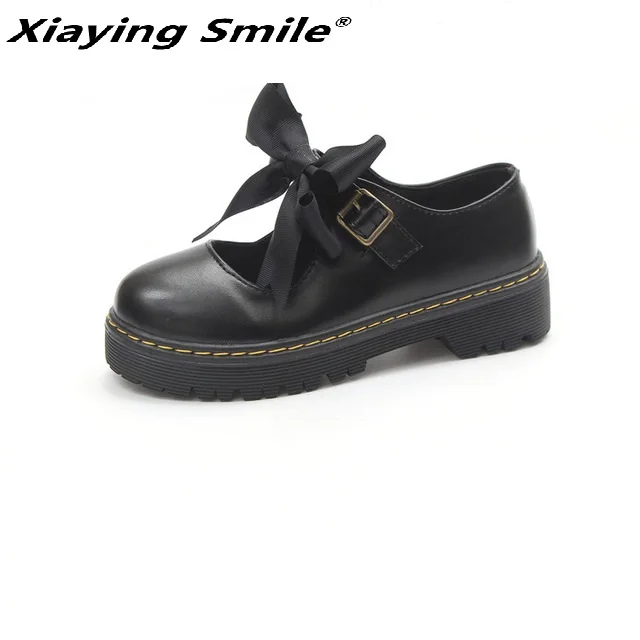 Осенняя обувь Xiaying Smile для колледжа женская с круглым носком в стиле &quotЛолита&quot
