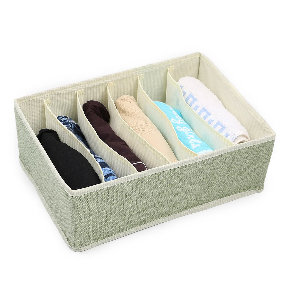 Shushi new Linen type socks underwear Storage Box Folding Closet Pattern For Bra Underwear Necktie Sock Clothing Organizer | Дом и сад