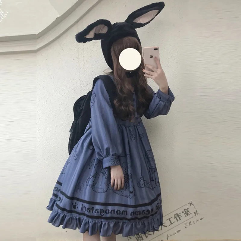 Повседневное платье для девочек в стиле &quotЛолита&quot мягкое с длинным рукавом