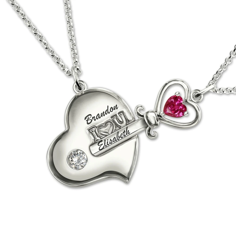 

Sweey Wholesale Manufacturer Personalized Jewerly Key to My Heart Birthstone Necklace For Mother