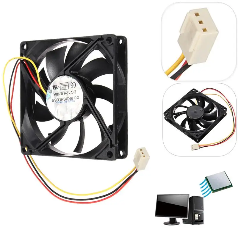 LEORY DC 12V 3 Lines Вентилятор Охлаждения 80мм x 80мм x 15мм 3 Контактный Пластиковый Универсальный Охлаждающий Охладитель Вентиляторы Для ПК Вентиляторы Для Воздушного Потока Для Компьютеров