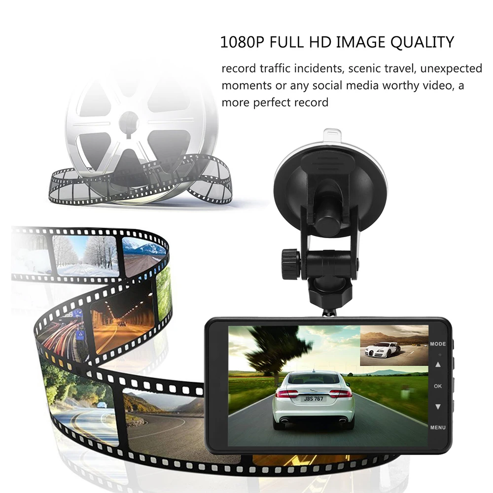 Podofo 4 &quotАвтомобильная DVR камера Full HD 1080P Dashcam двойной объектив регистратор видео g