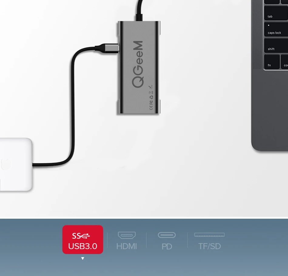 QGeeM USB C концентратор HDMI type-C концентратор к Hdmi USB 3,0 Thunderbolt 3 кард-ридер для Macbook mate20 P30 glaxy S9 S10 USB C концентратор