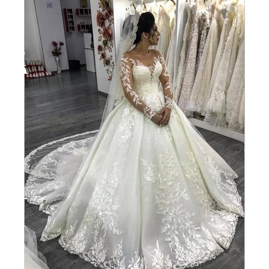 Кружевное Бальное Платье Amanda Novias DZW382 с длинным рукавом новый дизайн платье для
