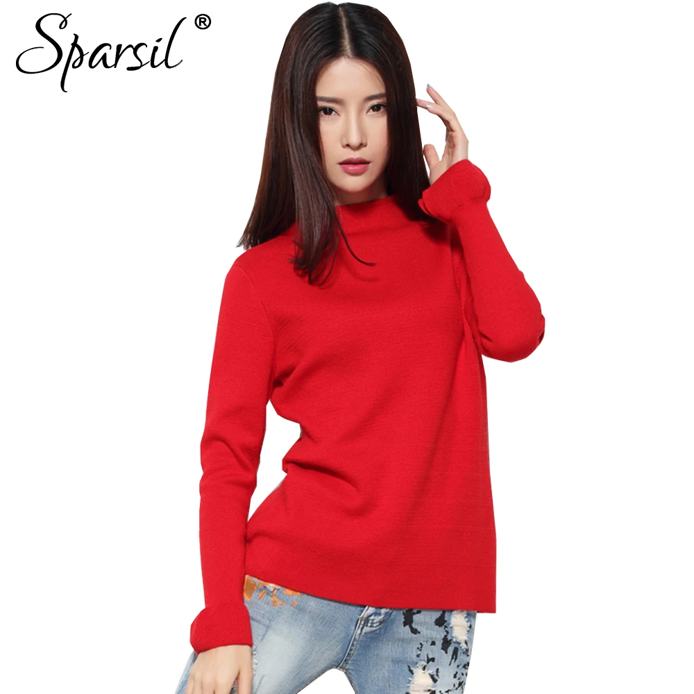 Sparsil Осенне-зимняя Дамская обувь толстый шерстяной Свитеры для женщин сплошной