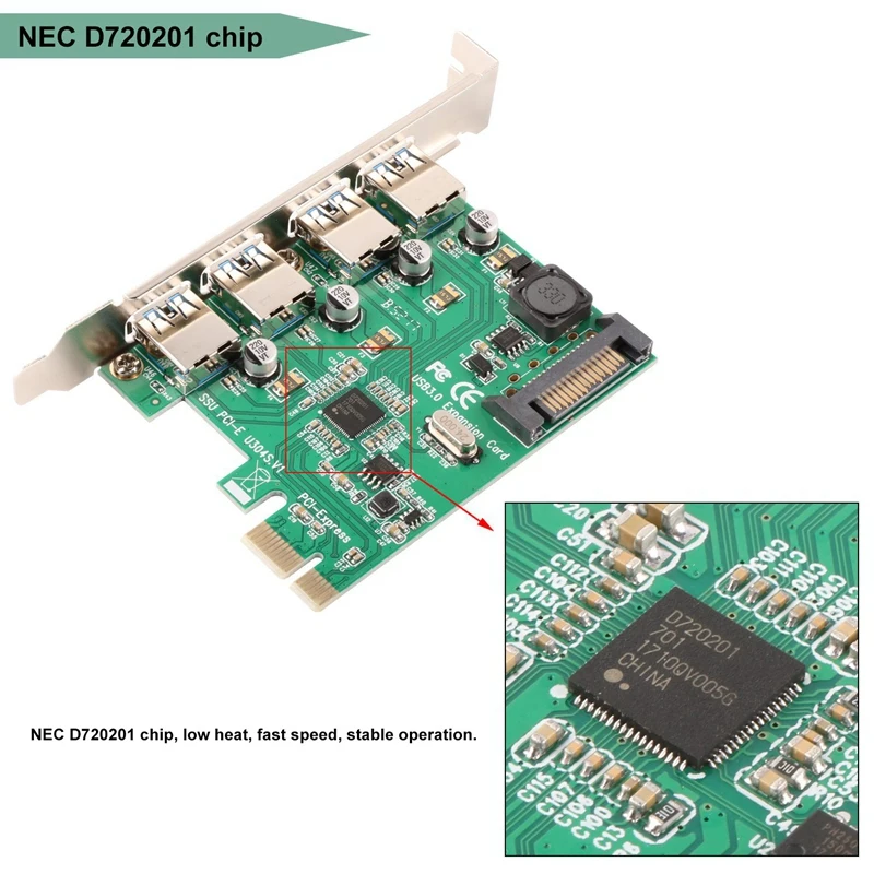 Супер скорость 4 порта Pcie к Usb 3 0 карта расширения с 15 Pin Sata разъем питания Usb3.0