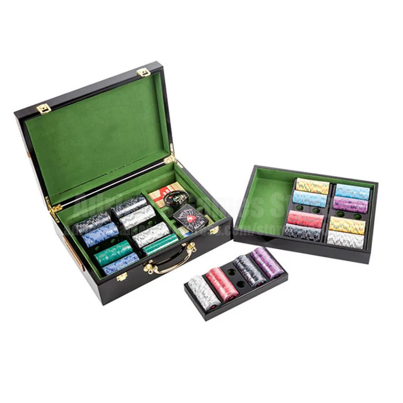 

Mabogany Wood Poker Chips Suitcase Boutique Piano Coating Detachable 500PCS-Capacity Poker Case High Quality Maleta de Poker