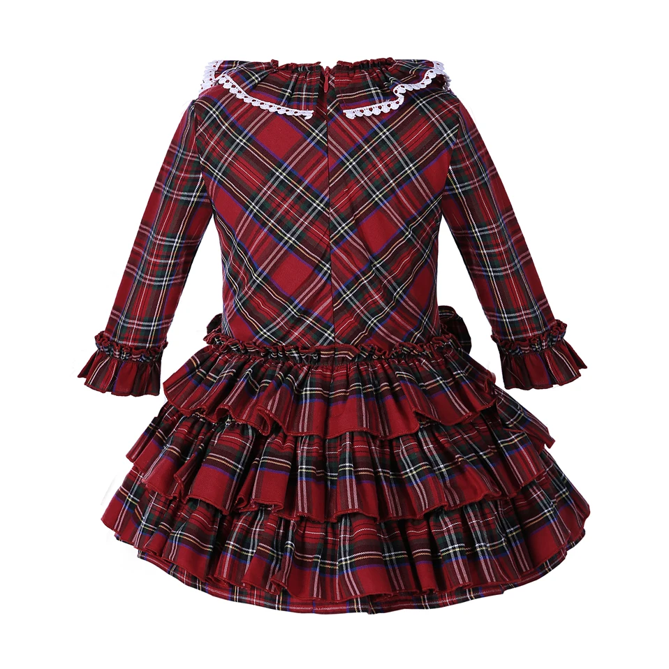 Pettigirl Retro Style Girls Christmas Grid Princess Layered Dresses Boutique Spring/Autumn Clothing G-DMGD007-A119 | Детская одежда и