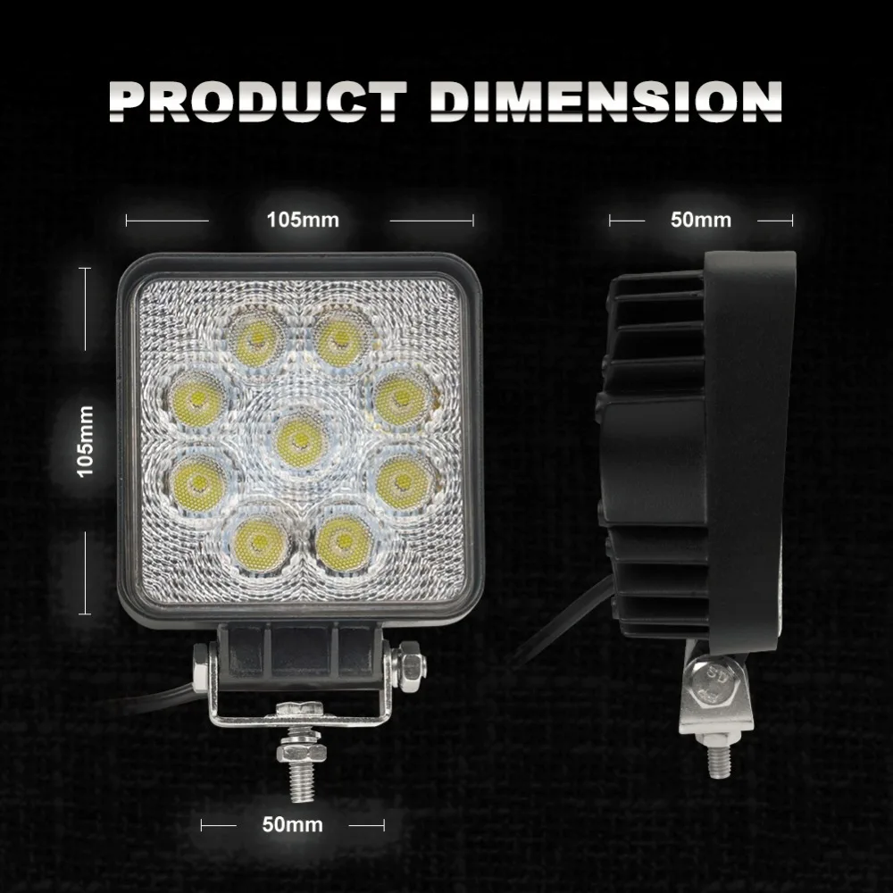 2 ШТ. 4 Дюймов 27 Вт Высокой Мощности Площади Светодиодные лампы DRL12V Пятно луч Для 4x4