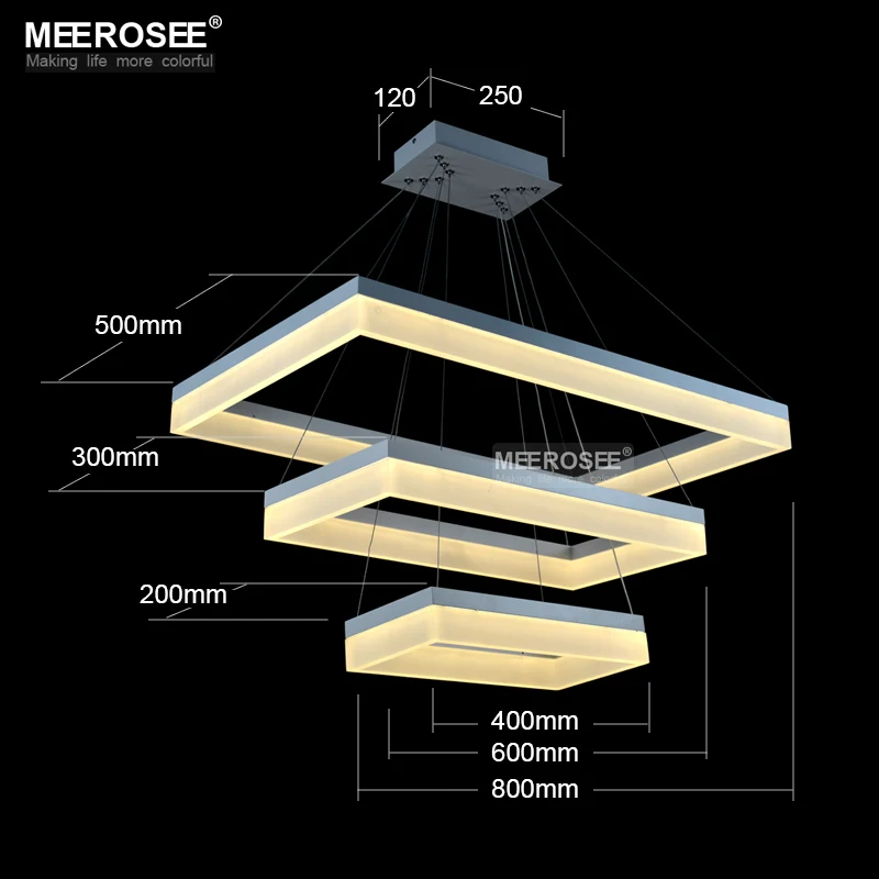 Новейший дизайн светодиодная люстра белая прямоугольная Подвесная лампа блеск