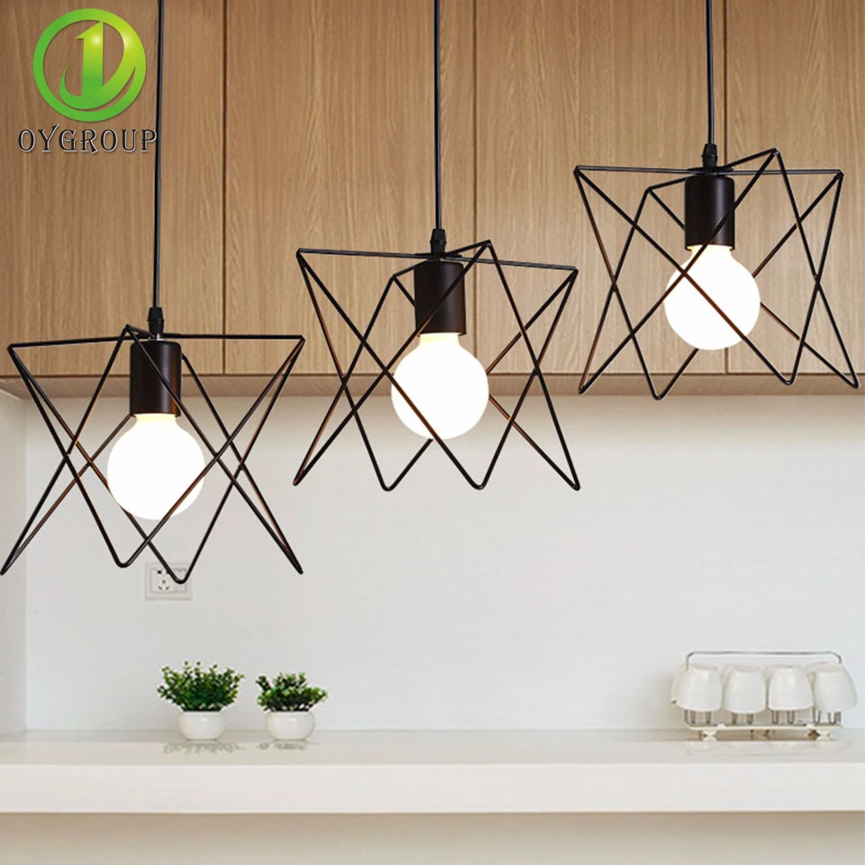 Креативный ретро черный железный подвесной светильник E27 промышленный для