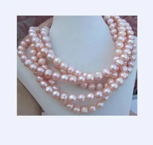 

NATURAL HUGE SOUTH SEA 9-10MM PINK PEARL NECKLACE 48" GOLD CLASP