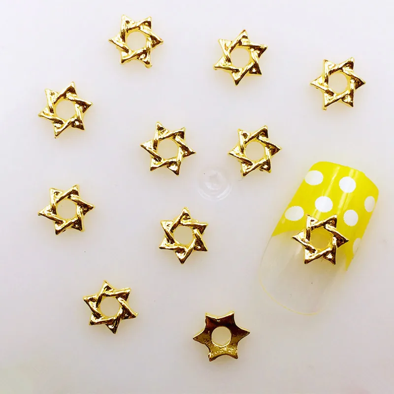10 шт./лот 5*5 мм золотые и серебряные полые звезды из металлического сплава