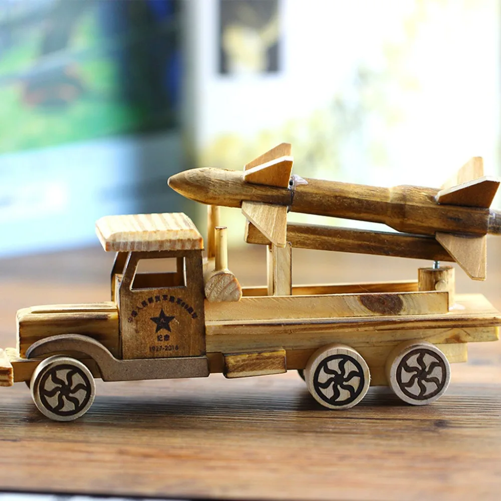 Винтажная деревянная Военная Тактическая модель ракетного Автомобиля ручная