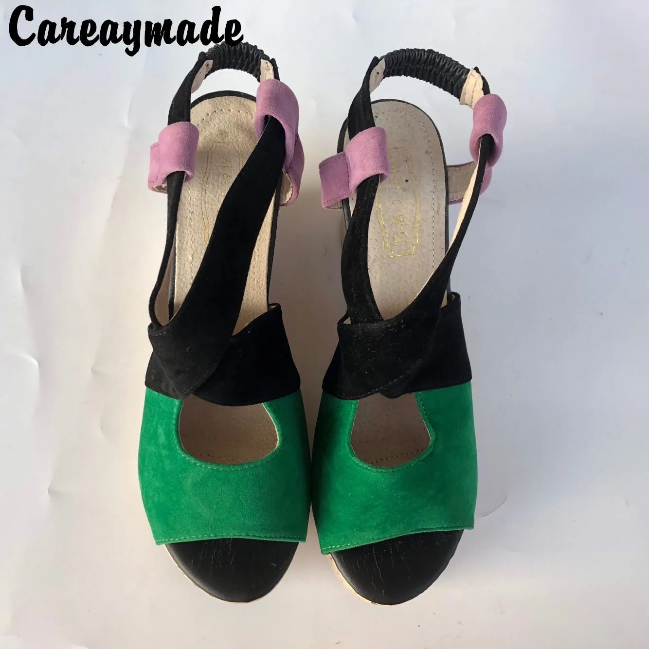 Careaymade-новый стиль богемы большой Размеры женская обувь Обувь на танкетке высоком