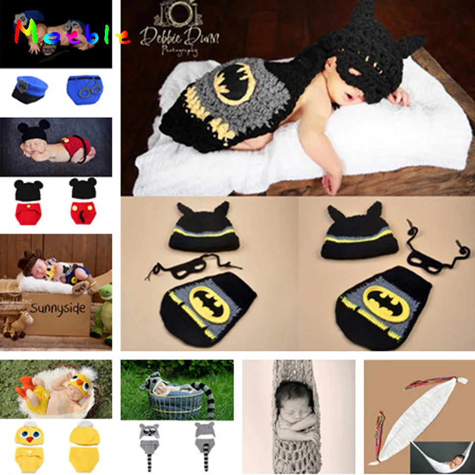 Top Sale Police Design Photography Props Newborn Baby Handmade Policeman Crochet Hat Diaper Set Infant Costume Outfit MZS-15067 | Мать и