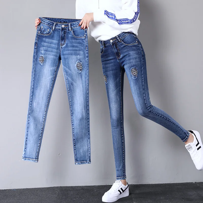 ZQLZ вышитые джинсы Для женщин Повседневное Высокая талия осень Денин брюки Femme 2018