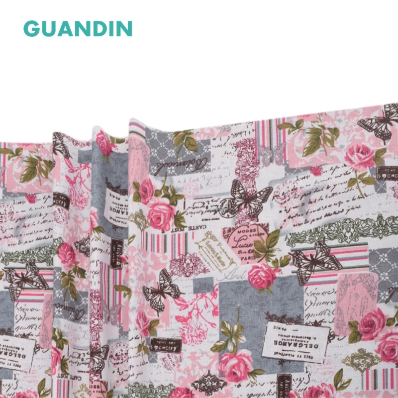 GUANDIN ткань из хлопка и льна с принтом для рукоделия детской рукоделия/Цветочная