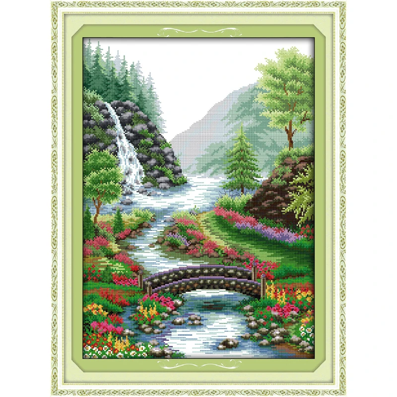 

Everlasting Love Bridge River Chinese Cross Stitch Kits Ecological Cotton Stamped Printed 11 14CT DIY New Christmas Decorations
