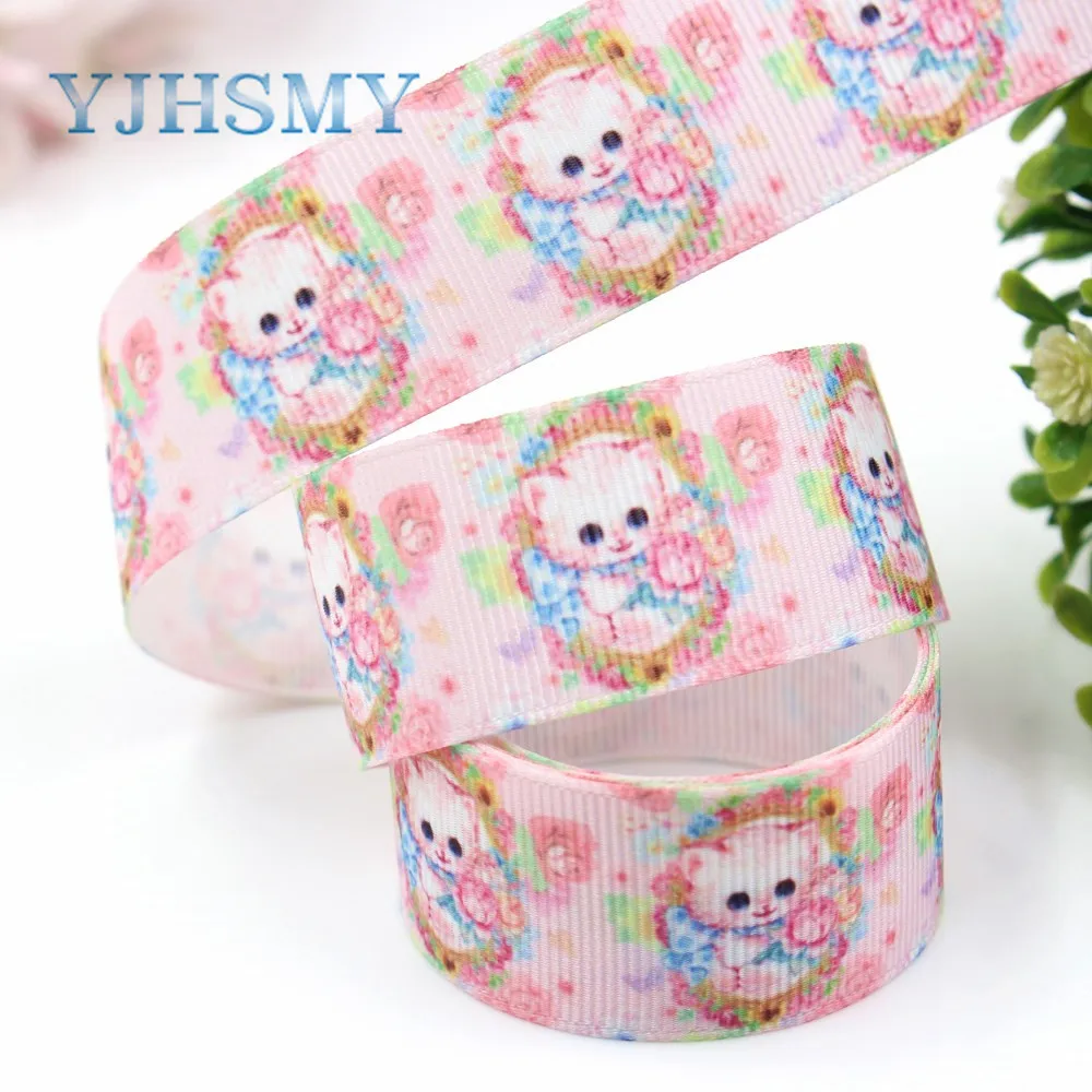 YJHSMY I-19223-448 25 мм 10 ярдов животные мультфильм термопечать ленты grosgrain Бант колпачок