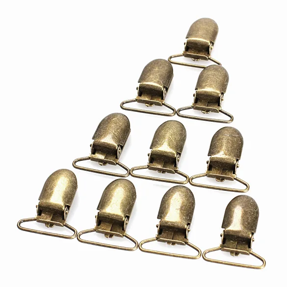 30 шт. подтяжки с металлическими зажимами 25 мм для брюк и комбинезонов бронзовые