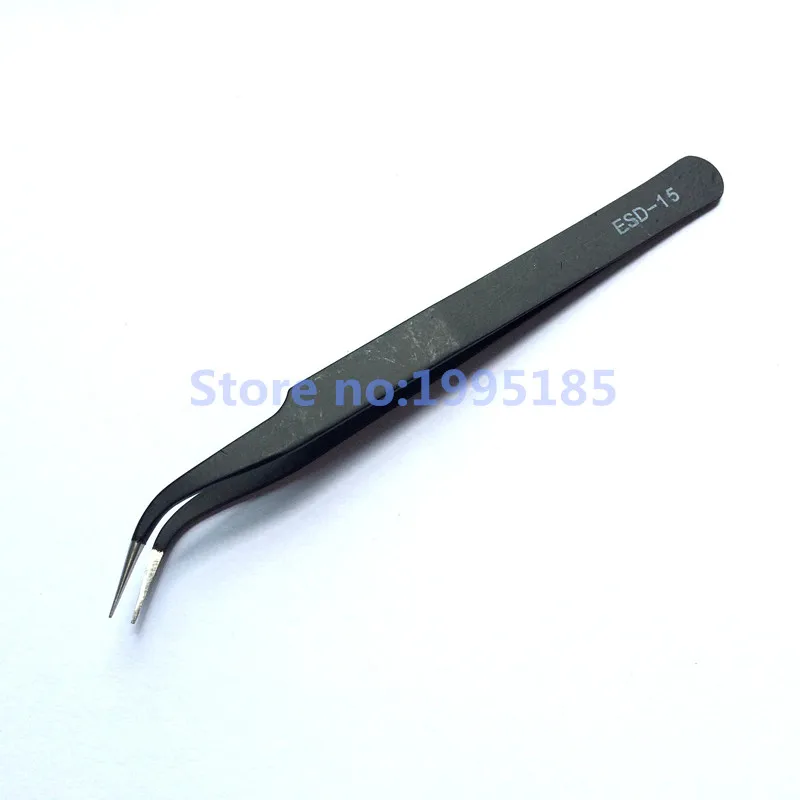 1PCS Thickened by hard Precision Tweezers ESD-15 stainless steel prongs electronic anti -static black | Инструменты