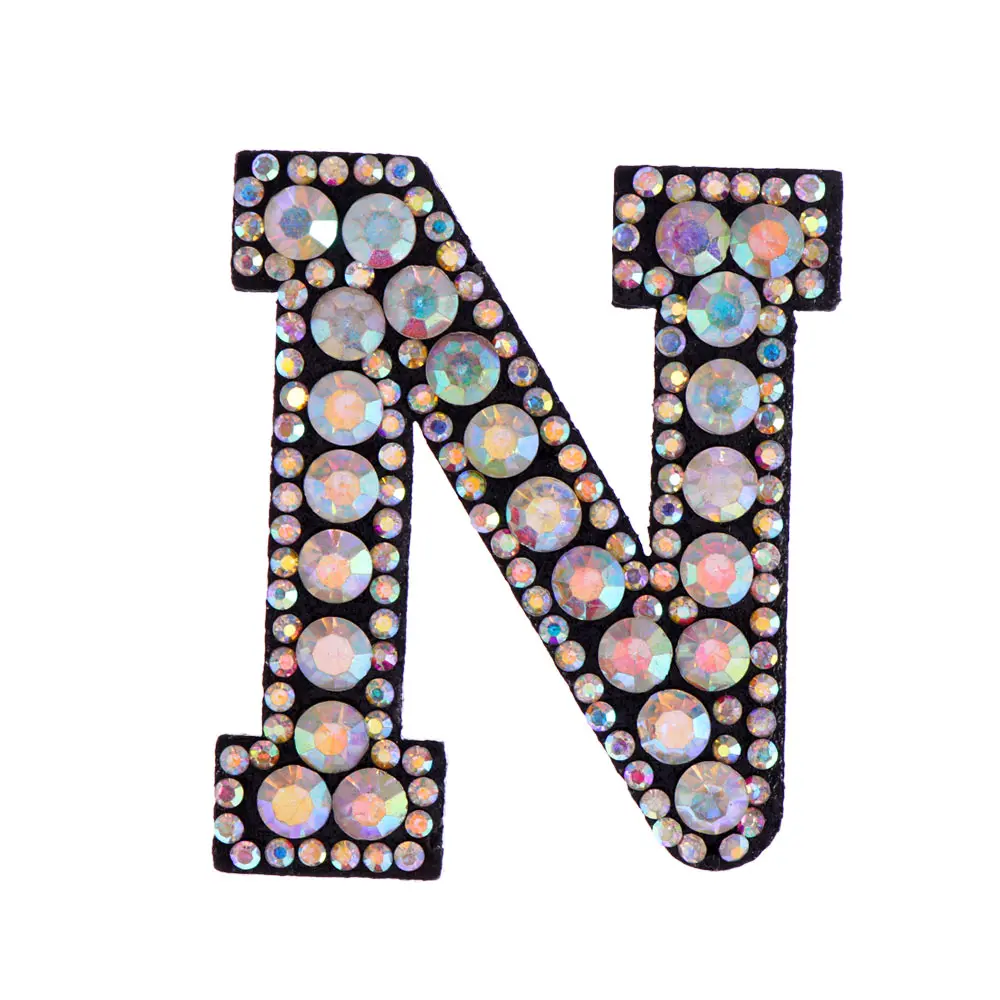 N A-Z, стразы, буквы, алфавит, аппликация, 3D, железная нашивка, значок для одежды, сумка, обувь, одежда, нашивки для вышивки, поделки своими руками - Цвет: N