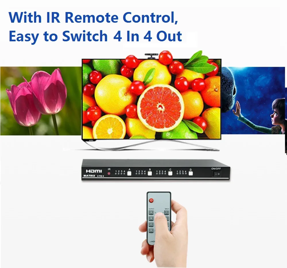 Aikexin HDMI Matrix 4x4 HDMI разветвитель 4 входа 4 выхода True Matirx поддержка 1920x1080 60 Гц управление RS232 и ИК-пульт дистанционного управления